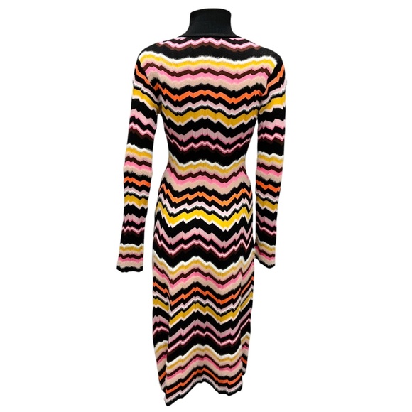MISSONI BLACK / PINK MULTI 2024 CHEVRON ZIG ZAG KNIT DRESS - Picture 3 of 5